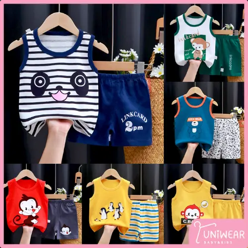 UNIWEAR Baby Baju Bayi Oblong Tanpa Lengan Umur 0-5 Tahun Setelan Anak Katun Parsel 0