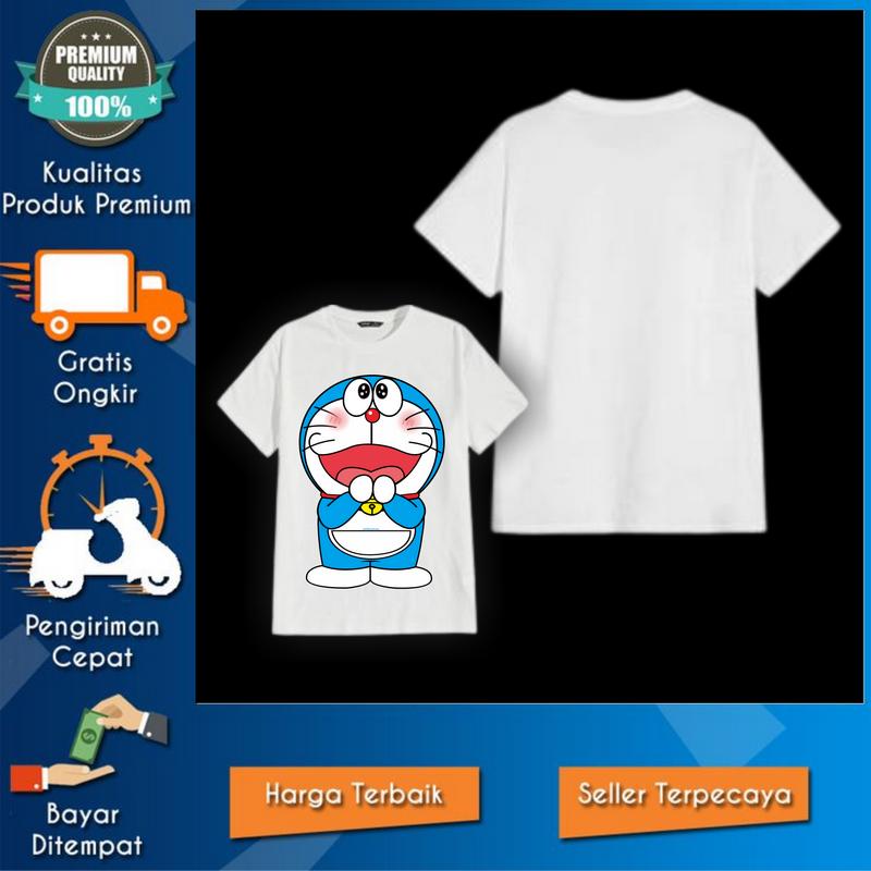 Kaos Doraemon Waistbag Kantong Ajaib Tshirt Kaos Pria Wanita - Tshirt Pria Wanita -  Kaos Unisex - Katun combed Baju Distro Kain Lokal Atasan 2