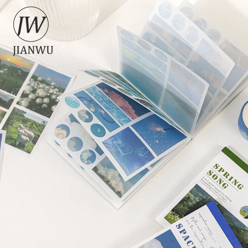 Sách Nhãn Dán Phong Cảnh Thẩm Mỹ Phong Cách Instagram, JIANWU, 40 Tờ, Đồ Trang Trí Nhật Ký Tự Làm, Vật Liệu Sổ Lưu Niệm Nghệ Thuật, Nhãn Dán Văn Phòng Phẩm Kawaii