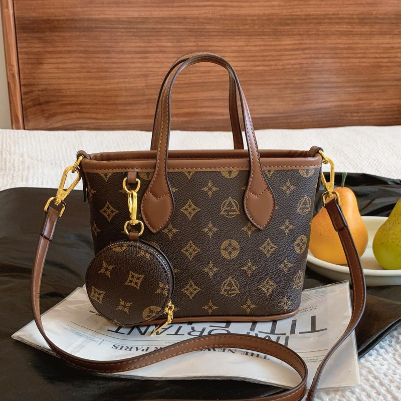  Túi Xách Nữ Cầm Tay Đeo Chéo Hoạ Tiết Nâu Kèm Ví Tròn Sang Trọng Thanh Lịch MN78 