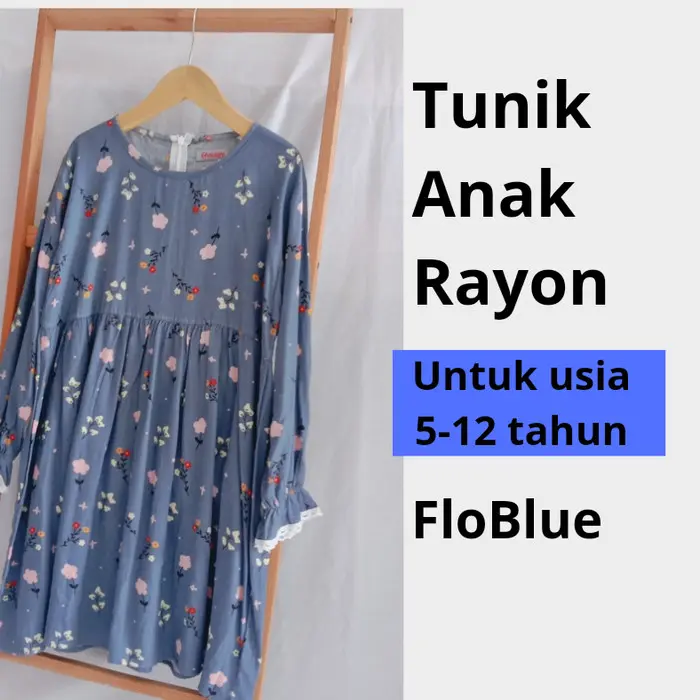 I❤Cp Tunik Anak Perempuan Usia 6-12 Tahun Tunik Rayon Motif X♥Lw