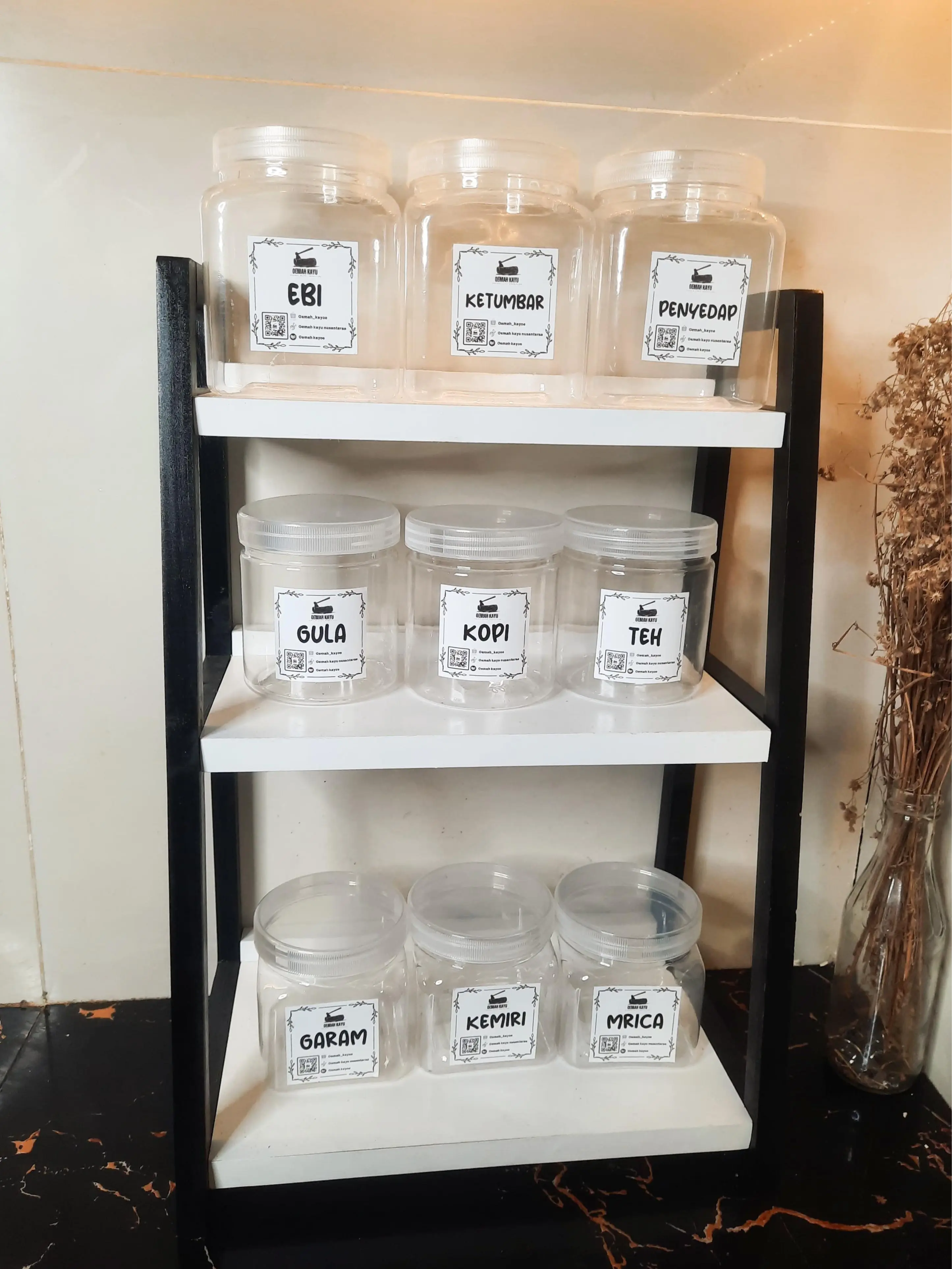 Toples TRANSPARAN Dengan LABEL STIKER Bumbu dapur