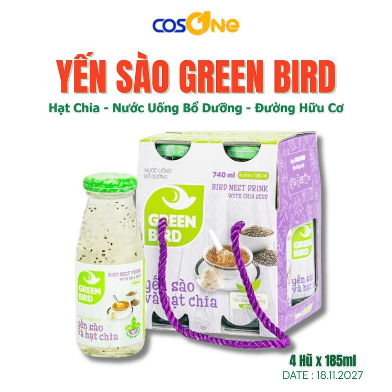 Yến Sào & Hạt Chia Hộp Tím - Nước Uống Bổ Dưỡng 4 Hũ x 185ml - Giàu Chất Xơ Omega-3 - Hỗ Trợ Tiêu Hóa & Kiểm Soát Cân Nặng - An Toàn Cho Sức Khỏe