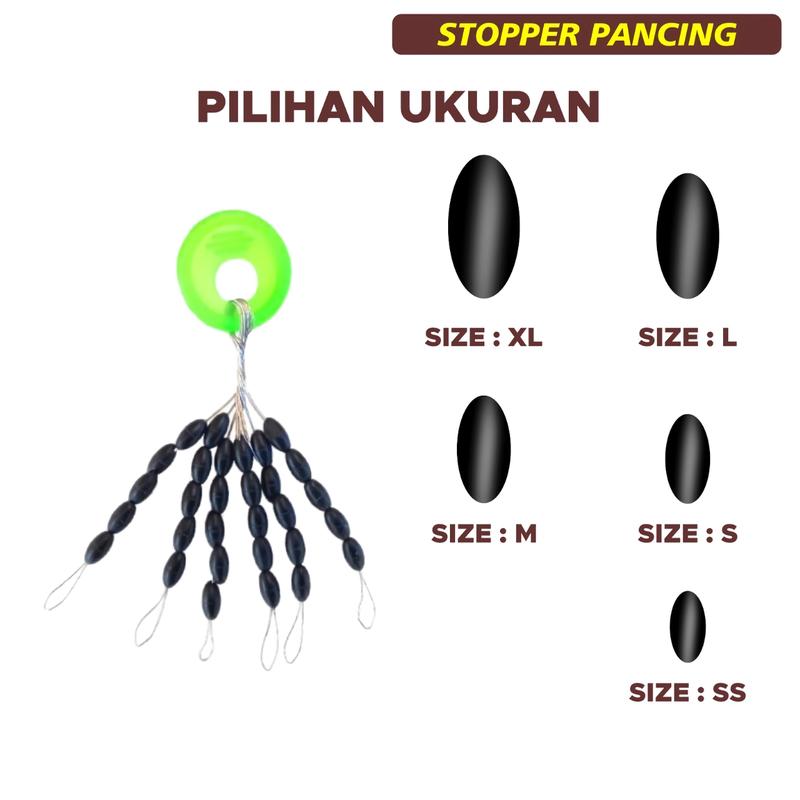Stopper Batang Float Orca Pancing Warna Hitam Ukuran SS S M L XL - Rubber Oval Stopper Fishing Bobber Float Connector Fishing Tackle accessories 1