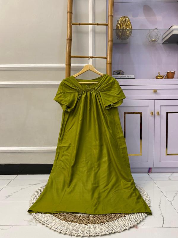 Daster Fuji Polos Isi 2 Pcs Busui Karet Terlaris Lengan Lonceng A-Line Manis Katun Rayon Lembut Motif Oversize Dress Tidur Nyaman 7