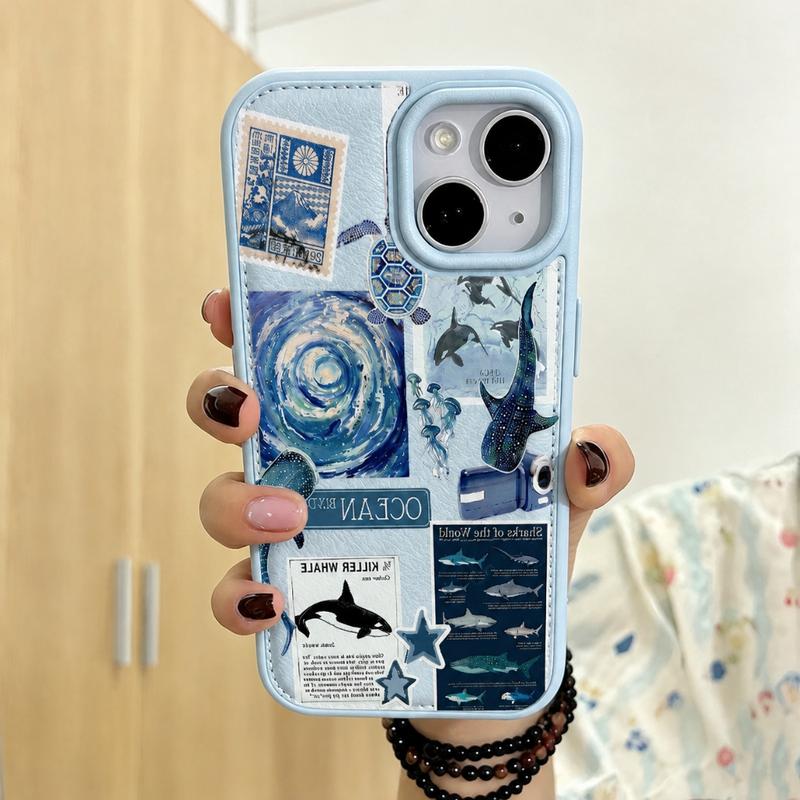 ins Ốp lưng iPhone Thẻ Cá Voi Đại Dương Xanh cho iPhone 15 12 11 18 14 Pro Max 16 Plus 17 Air 7 Plus Xs Max XR