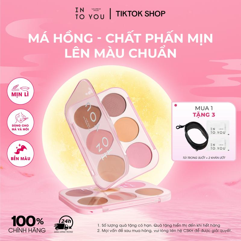 [TẶNG SON FULLSIZE]Phấn Má Hồng 6 Ô INTO YOU Vừa Má Hồng Vừa Tạo Khối Màu Lên Tự Nhiên Dễ Tán Tiện Dụng