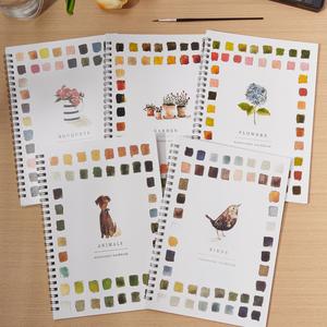 Set de Cuaderno de Acuarela, Kit de Pintura de 12 Colores con Pinceles, Libro de Acuarela Amigable para Principiantes para Niños Adultos Adolescentes