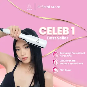 Catokan AIUEO Celebrity 1 - Catok Rambut 3 in 1 Recommended Plat Besar Hair Straightener and Blow - Meluruskan Blow dan Kriting - Warna Putih