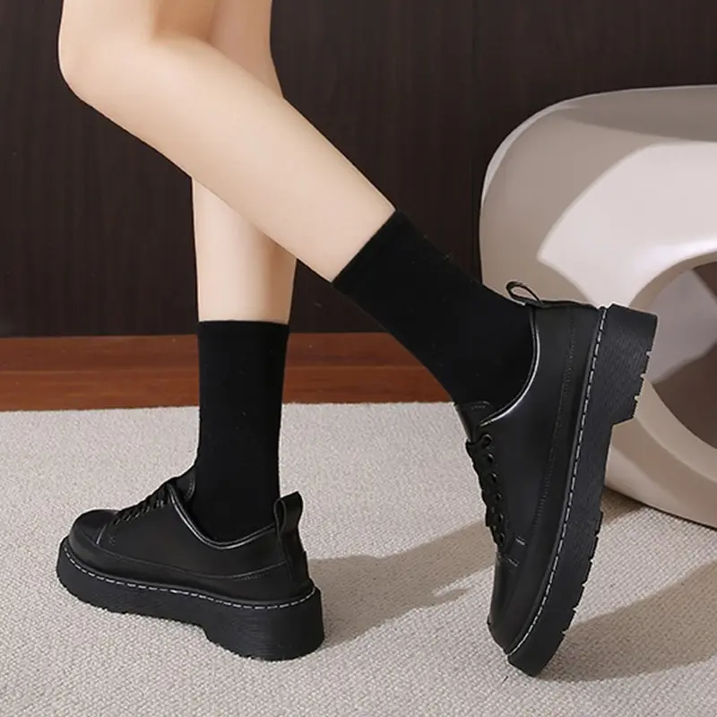SK-145 [FF] Sepatu Unisex Hitam Formal Terbaru Sepatu Wanita Tali Kasual Kekinian Sepatu Perempuan Korean Style 4