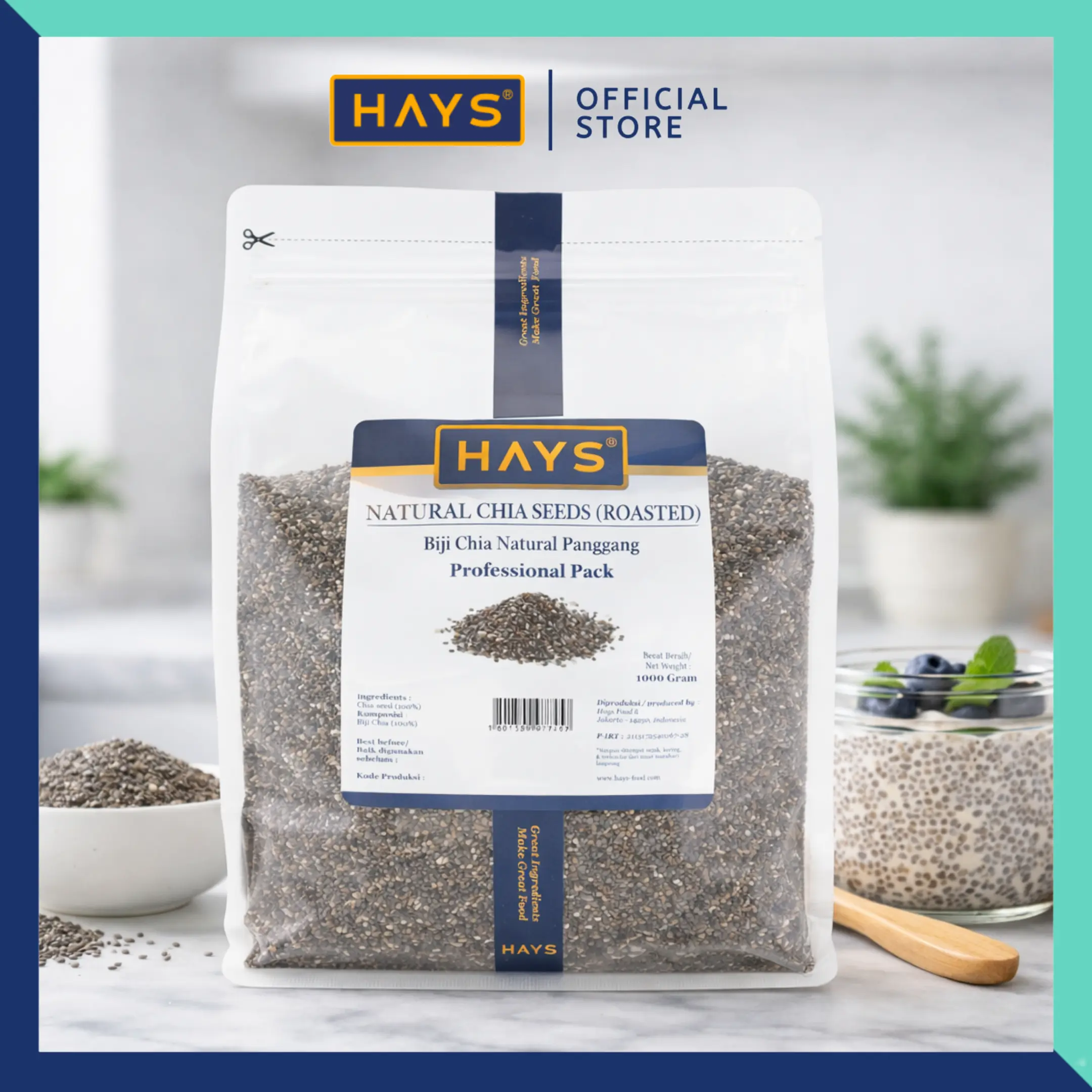 HAYS - Natural Chia Seed (Roasted) 1 KG / Biji Chia Panggang