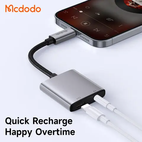 Mcdodo Adapter 2 in 1 Lightning to Jack 3.5 mm AUX Lightning Iphone 12 2