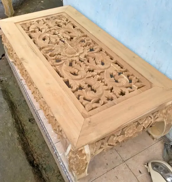meja tamu ketapang ukiran kayu jati ukuran 120x60cm Furniture