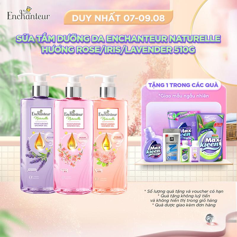 Sữa tắm dưỡng da Enchanteur Naturelle hương Rose/Iris/Lavender 510gr
