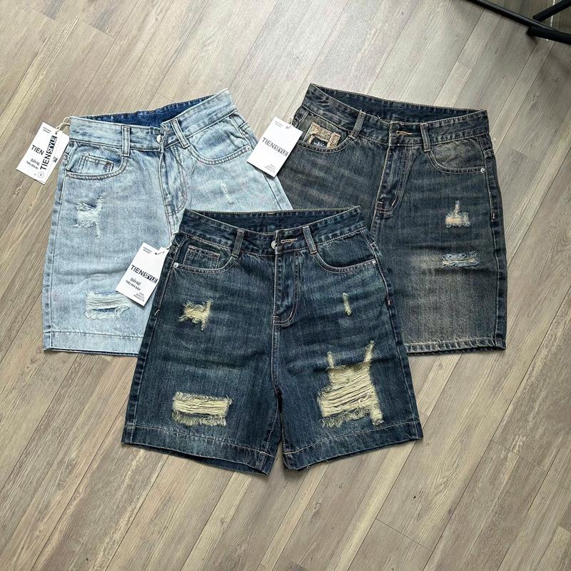 TIENSTYLE - Quần Jean Ngố Rách Cào Thêu Chữ Lửng Lưng Cao Có Túi Quần Jean Ống Rộng Quần Suông Bigsize Chất Jean QC Cotton Dày Dặn Mềm Mịn