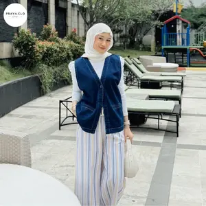 PRAYA.CLO - Leena Vest Jeans Denim Korean Style