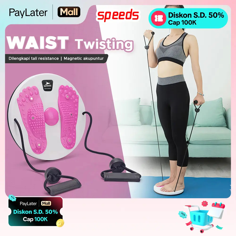 SPEEDS Waist Twisting Magnetic Trimmer Portabel Olahraga Fitness Putar Abu 041-4