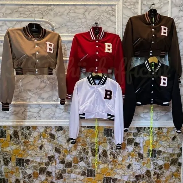 B JAKET BASEBALL CROP | JAKET VARSITY CROOPE | JACKER BISBOL CROPE WANITA