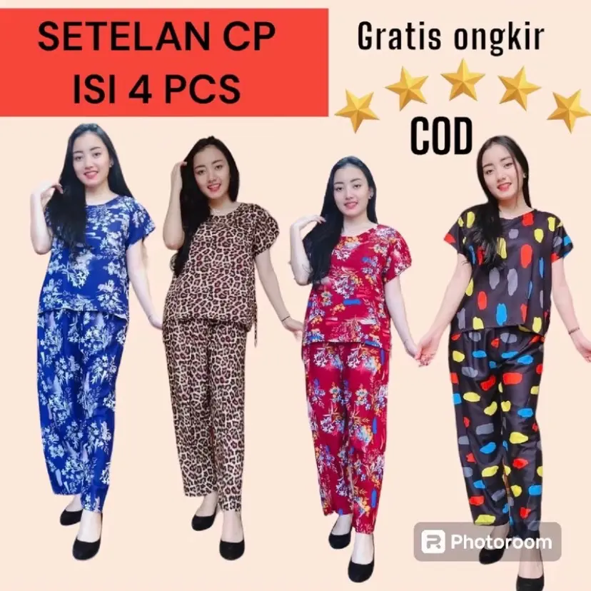 4 PCS SETELAN CP RAYON STANDAR RAYON ADEM BAJU TIDUR CELANA PANJANG Katun