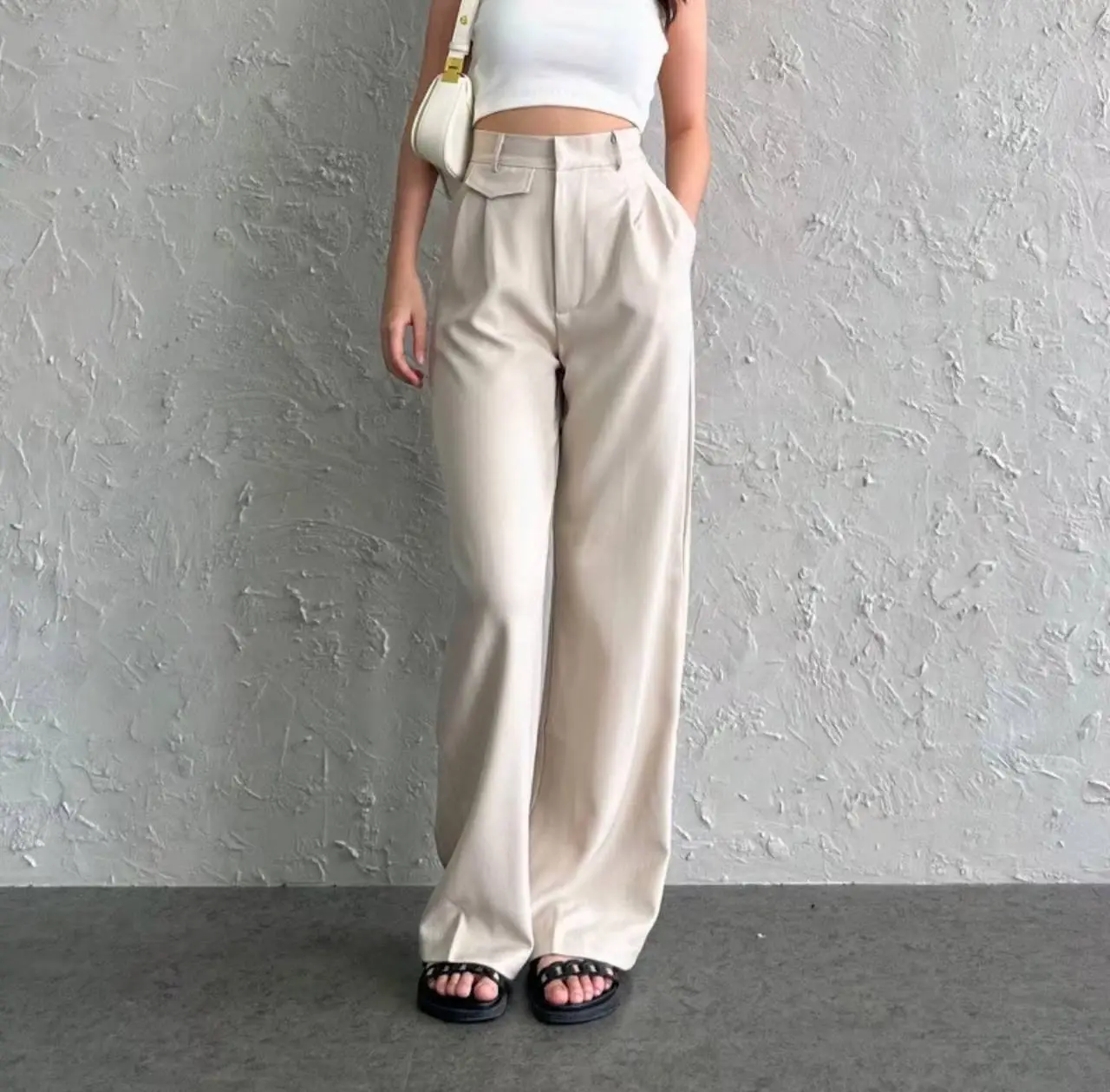 ORO PANTS -  Trousers  Highwaist Anti kusut celana  murah - Kulot Loose Panjang Casual knit wanita