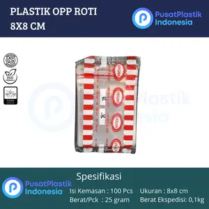 Plastik OPP 8x8 9x9 10x10 11x11 12x12 13x13 14x14 15x15 Seal Bening Isi 100 Lembar / Plastik Lem Rekat Roti Souvenir Cookies Snack