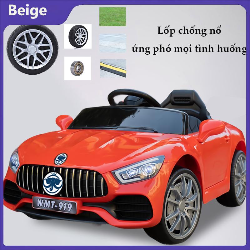  Beige Xe điện trẻ em cao cấp mới bốn bánh xe đồ chơi điều khiển từ xa có thể ngồi xe đẩy em bé trai và gái 