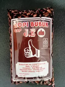 Kopi Lampung Cap Jempol J.E Oke 180 Gram Halal Dinkes P-IRT No 2101871010873-26 Kopi Bubuk Bandar Lampung Indonesia