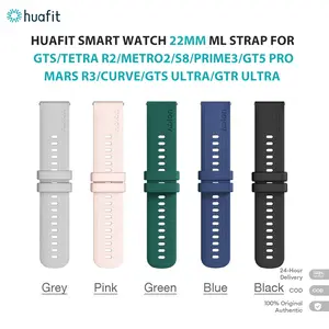 【Tali Jam Tangan】Huafit 22mm Liquid Silicone Smart Watch Strap, tali elastis tinggi, warna Hitam/Merah Muda/Biru/Hijau/Abu-abu, cocok untuk GTS/S10/S8/METRO2/GTRmin/GTS ULTRA/GTR ULTRA/PRIME3/GT5 PRO