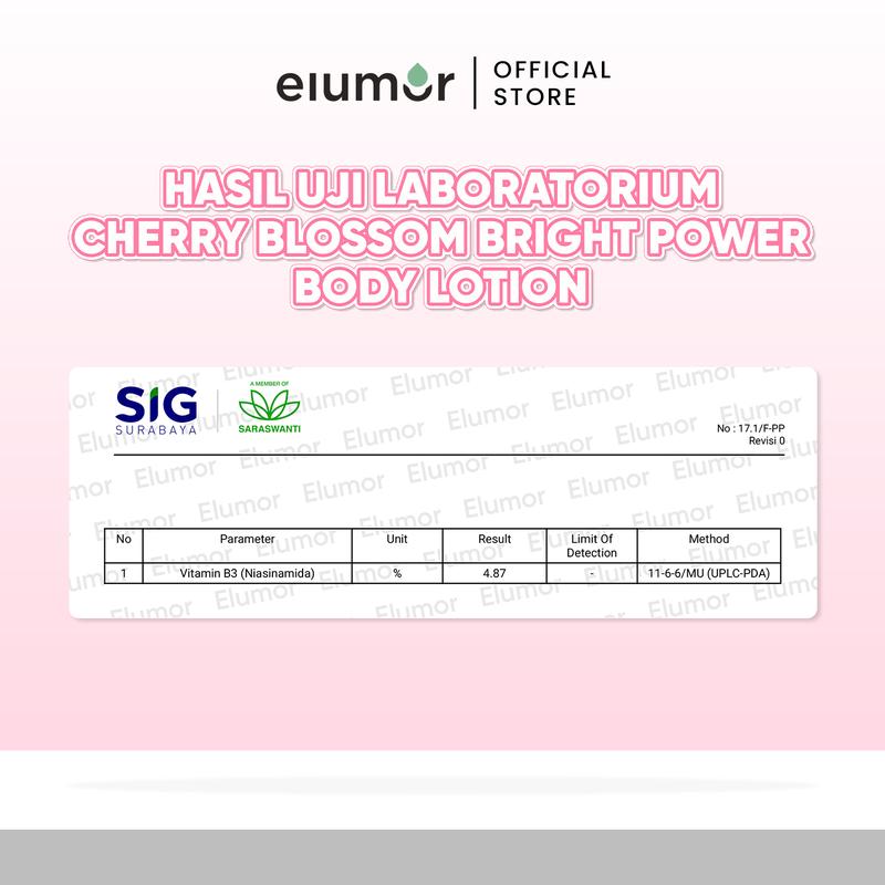 New Product! Elumor Body Lotion Cherry Blossom Bright Power 200ml | Body Lotion Whitening Kulit Kering Kusam 5