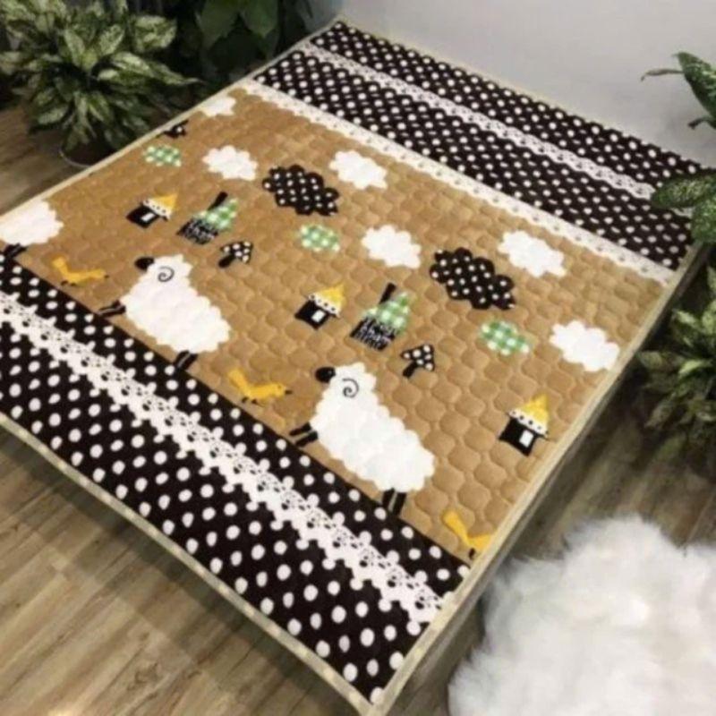 Ga-Thảm Lông Cừu Nỉ Nhung Trải Giường Ngủ Kích thước 1m2,1m6va 1m8 Hàng Đẹp Dày Dặn 3 lớp Siêu ấm