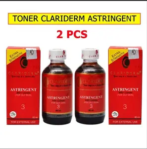 (2PCS) Clariderm Astringent Alkohol No 3 / Toner Pembersih Wajah For Oily Skin - 60ml