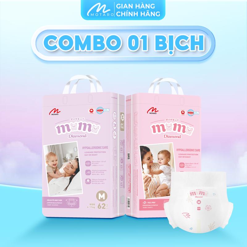 [LIVE 1B][DIAMOND BẢN MỚI] 1 BỊCH Tã Bỉm Dán Quần Momo DIAMOND BẢN MỚI Siêu Mỏng, Tinh Chất Hoa Anh Đào Chống Hăm Hiệu Quả
