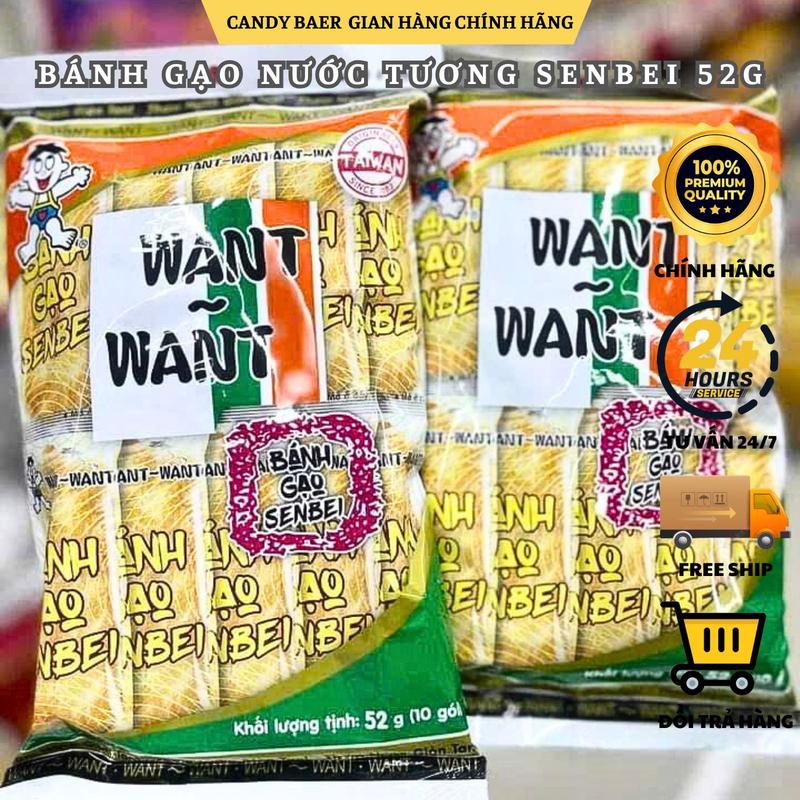 COMBO 10 BỊCH 52G GÓI 10 BÁNH Bánh Gạo Nước Tương Want Want - Bánh Gạo SENBEI - Bánh Gạo Want Want