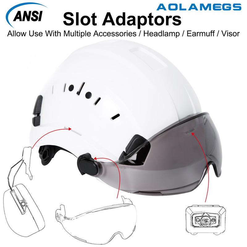 AOLAMEGS CE Construction Safety Helmet with Black Sunglasses Goggles,Safety Protection,Outdoor Mountain Climbing Rescue Construction Site,Waterproof, Sweatproof, Shockproof,Adjustable Size 2