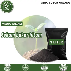 GERAI SUBUR MALANG Sekam Bakar Arang sekam Utuh Kemasan 1 LITER Media tanam organik siap pakai