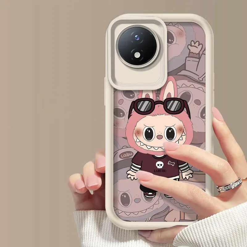 Untuk VIVO Y02 Y02T Y02A Y02S Labubu Casing Jual panas Casing lembut untuk ponsel Bahan silikon Gaya baruKasus TPU Anti gores Kamera Cakupan Penuh Tahan benturan Kepala Kacamata Malaikat Kotak Pelindung Ponsel 4