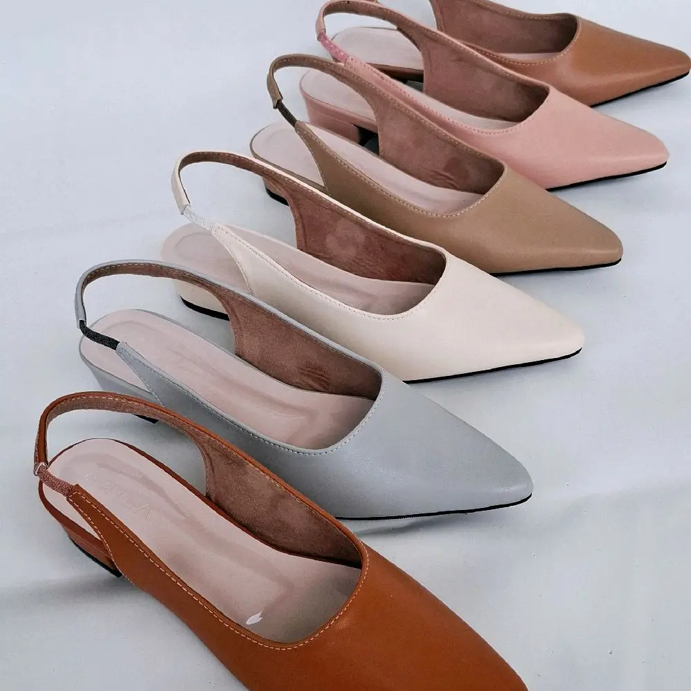 sepatu sandal wanita big size tali belakang polos    mules heels 3cm