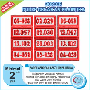 Bordir Custom Nomer GUDEP Gugus Depan Pramuka Seragam Sekolah