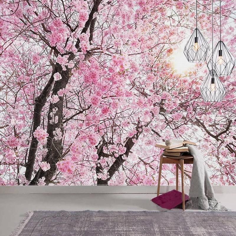 Custom Photo Wallpaper 3D Cherry Blossom Sunshine Murals Living Room TV ...