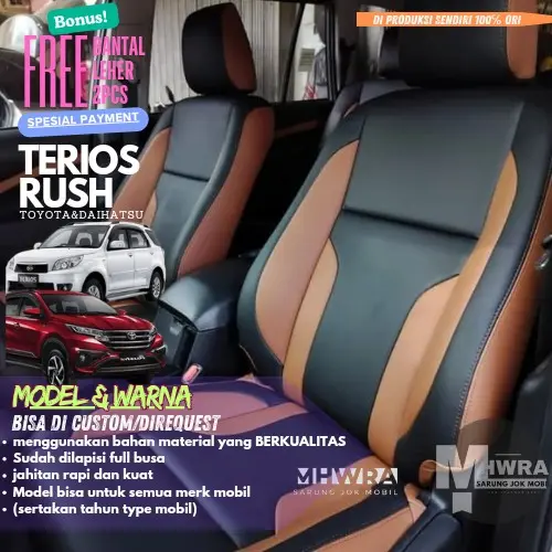 Sarung jok mobil Terios Rush full seat 3 baris jok Car bahan kulit sintetis Astra grade A (harga standar)
