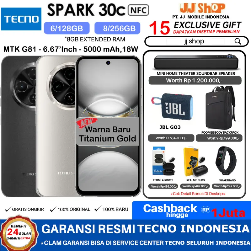 HP TECNO SPARK 30c NFC 8/256 GB RAM 8GB ROM 256GB & 6/128 GB RAM 6GB ROM 128GB GARANSI RESMI 0
