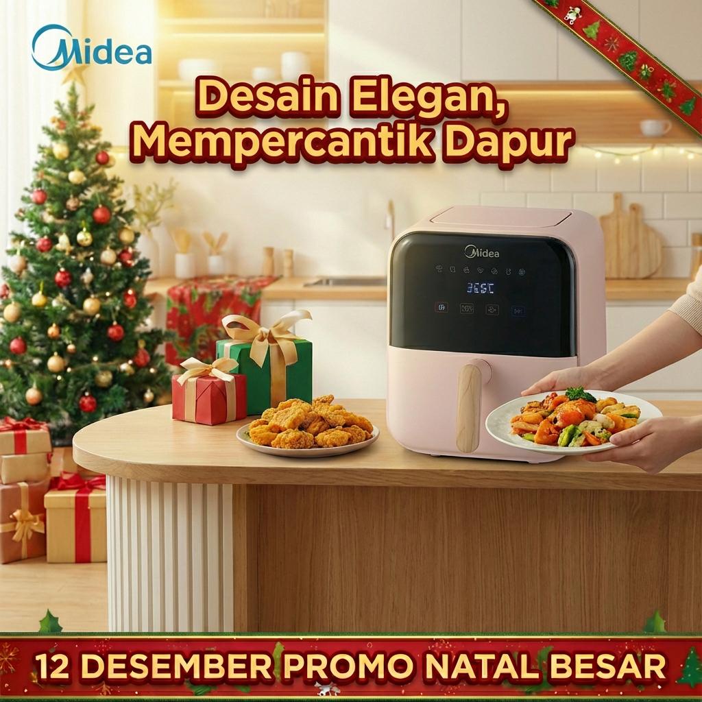 【Promo Ramadan】Midea Air Fryer 650W Hemat Energi Kapasitas Besar 4L Menggoreng Sehat Tanpa Minyak Kontrol Layar LED Timer Aman GARANSI 1 TAHUN