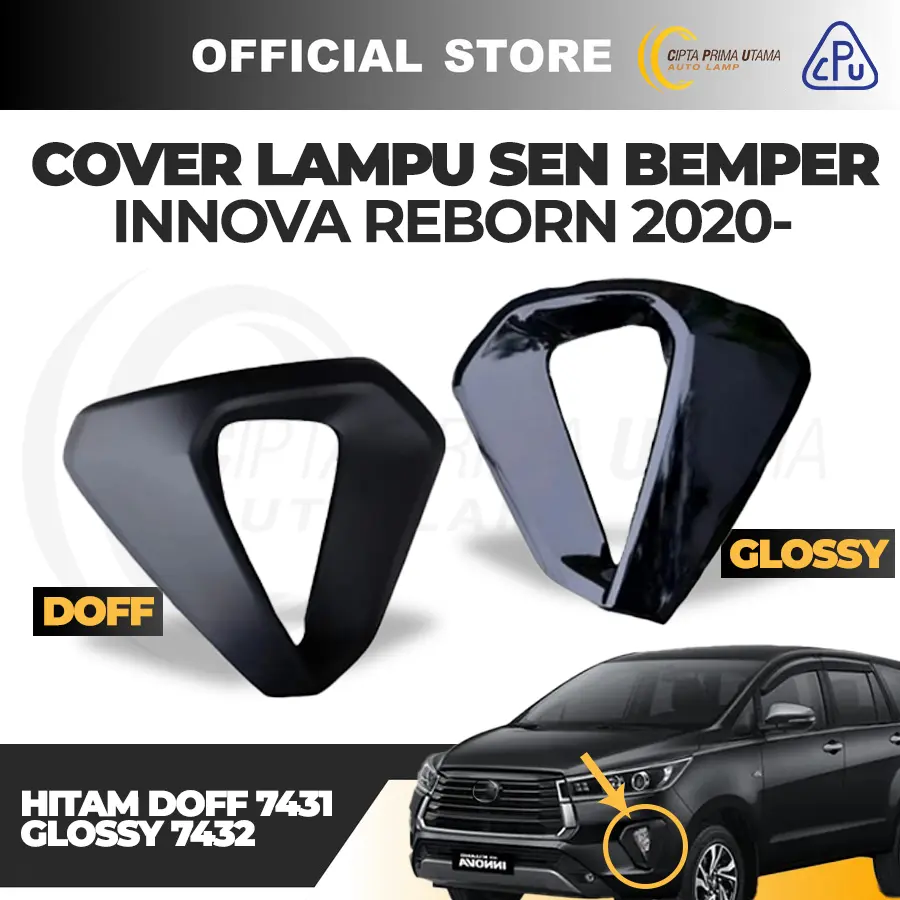 CPU Cover Lampu Sen Bemper Innova Reborn 2020  Up Garnish Sein Hitam Doff Glossy 7431 7432