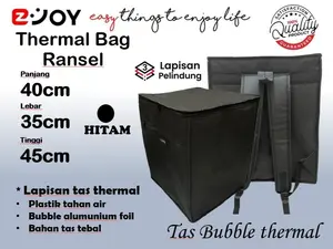 Cooler Thermal Bag Ransel 40cm x 35cm x 45cm HITAM (BLACK) / Tas Alumunium Foil / Tas Makanan dan Minuman / Thermal Delivery Bag