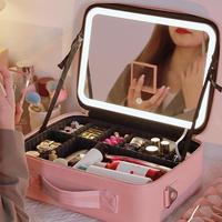 Gambar MELEDE Tas Makeup Lampu / LED Makeupartist Bag MUA Beauty Case Makeup Bag dengan cermin LED, Travel Makeup Case for Women and Makeup Artists Cosmetic Organizer Large Make Up Bag with Light Up Mirror, 3 Color Lights, Adjustable Dividers and Brush Holder - Black with light, S dari ID-MELEDE Kab. Tangerang 1 Tokopedia