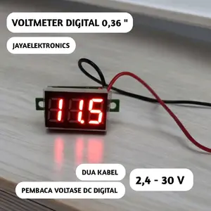 Voltmeter 2,4 - 30 V uk 0,36" in 3 kabel akurat tinggal pasang - Voltage meter pengukur aki baterai