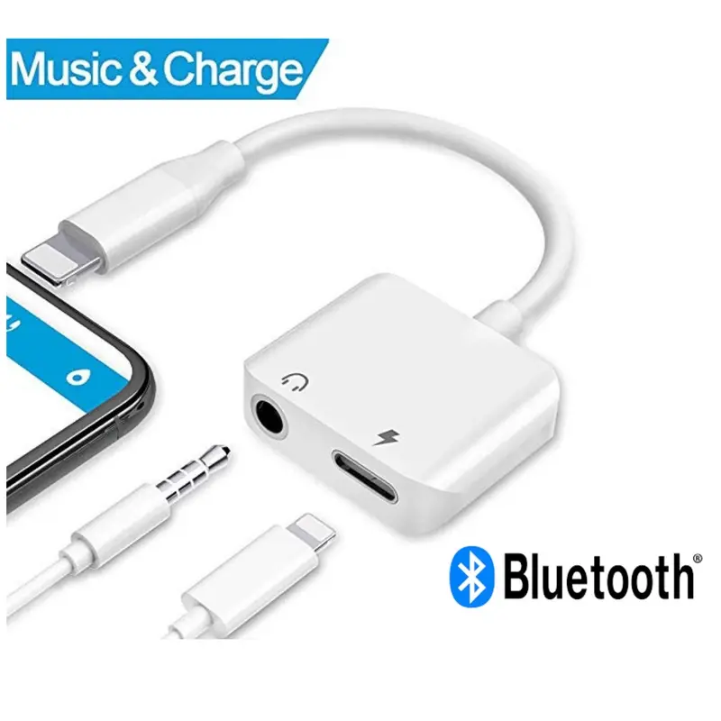 Kabel Spliiter Adapter iP 2in1 Jack Audio - Adaptor Converter Lightning Headphone Jack 3.5mm 1
