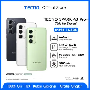 TECNO SPARK 40 Pro+ - 8+8GB*/128GB, Mediatek Helio G200, 30W Wireless Charge, 1.5K & 144Hz 3D Curved AMOLED Display, Ultra Thin Body, 5200mAh+45W Fast Charge, IP64 - spark40proplus