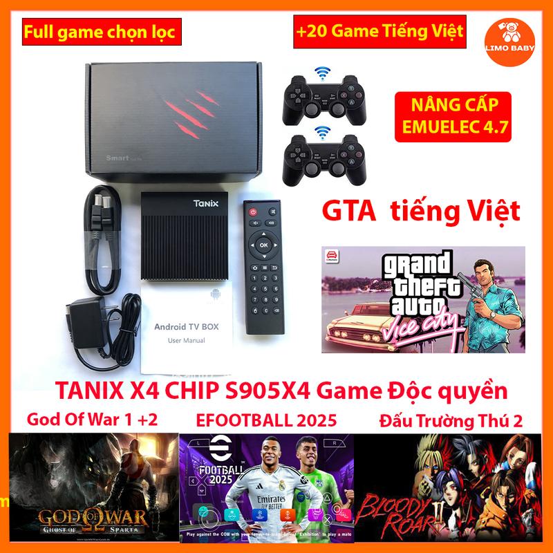  GameBox TANIX X4 PRO –Chipset S905X4 Cực Mạnh -  tích hợp tính năng TV BOX – Thẻ 128GB full  game tuổi thơ – 2 TAY CẦM KHÔNG DÂY Máy chơi game trò chơi điện tử may choi dientu 4 