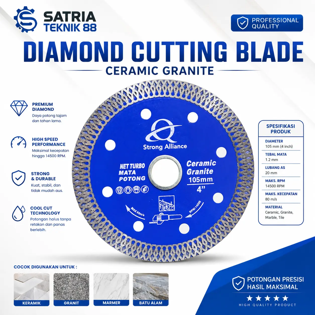 Strong Aliance Diamond Wheel TURBO 4" / Mata Potong Granit / Keramik